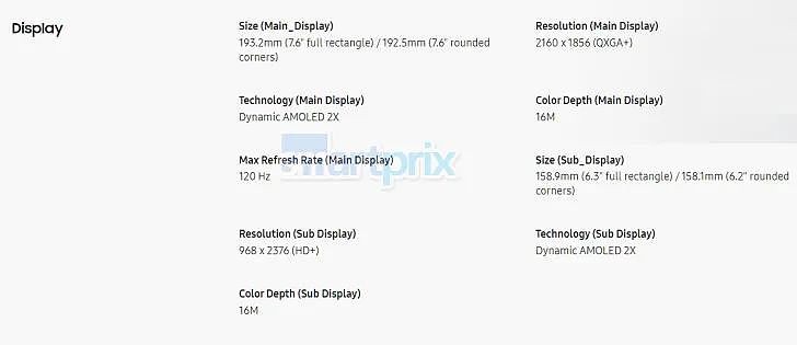 三星 Galaxy Z Fold6 手机规格全曝光：内 7.6 英寸/ 外 6.3 英寸、骁龙 8 Gen 3 芯片、12GB 内存 - 2
