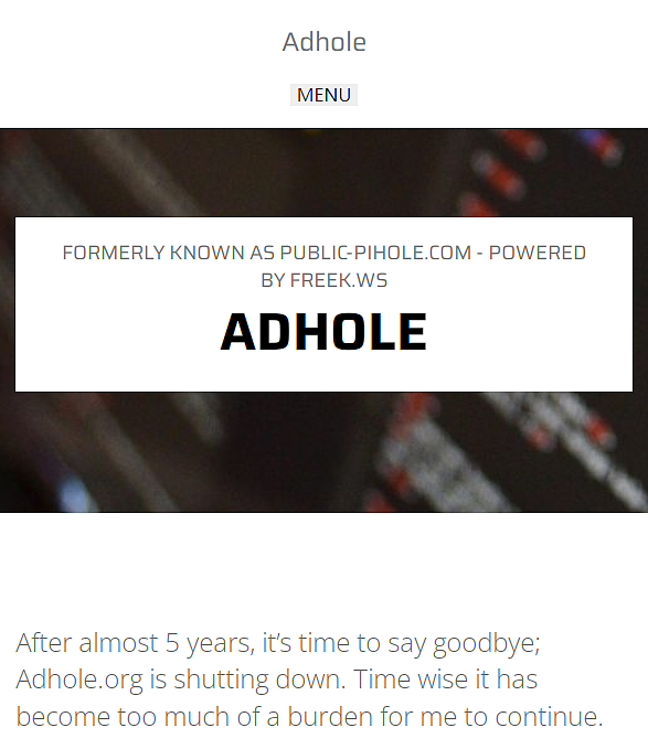 受服务器维护与稳定性问题拖累 广告过滤DNS服务Adhole宣布关停 - 2