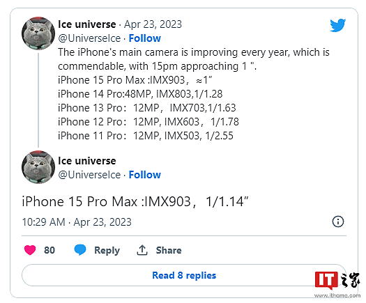 消息称苹果 iPhone 15 Pro Max 将搭载全新 48MP 索尼摄像头，传感器尺寸比前一代更大 - 3