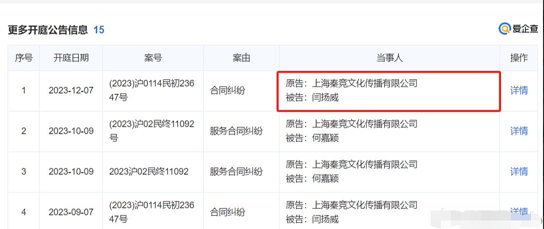 合同纠纷？上海秦竞文化（总经理涵艺）起诉RNG.wei 庭审12月7日开庭 - 1