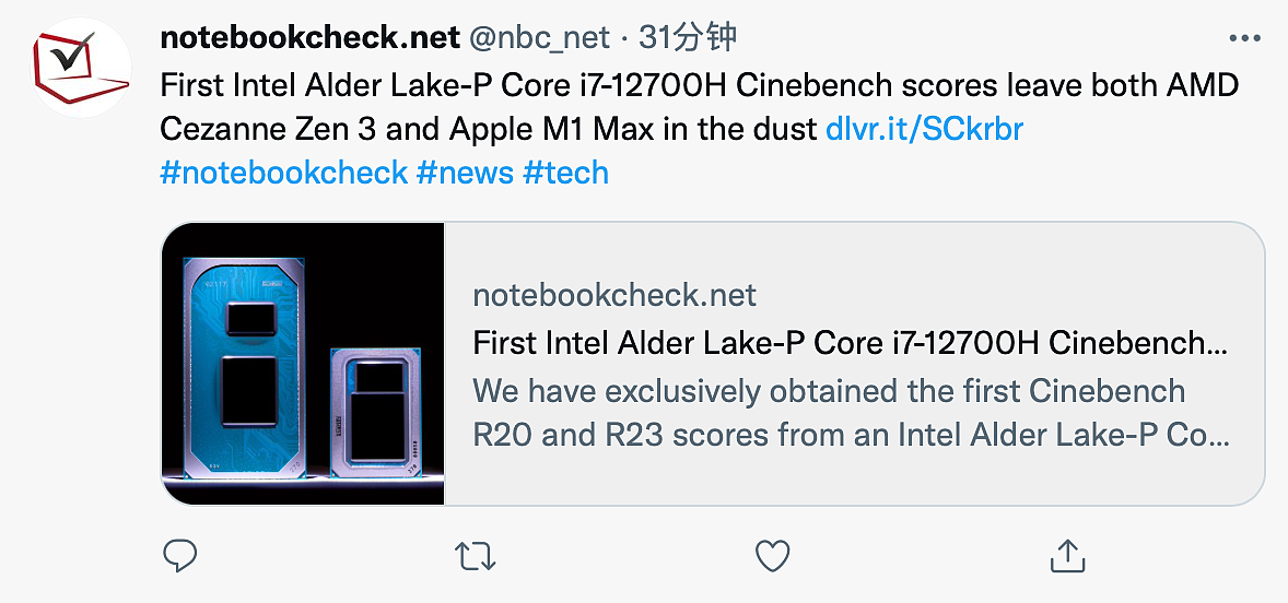 英特尔 i7-12700H Cinebench 跑分曝光：R9 5900HX、M1 Max 都不是对手 - 1