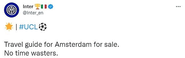 高兴得太早？国米此前官推：阿姆斯特丹旅游指南待售，手慢无