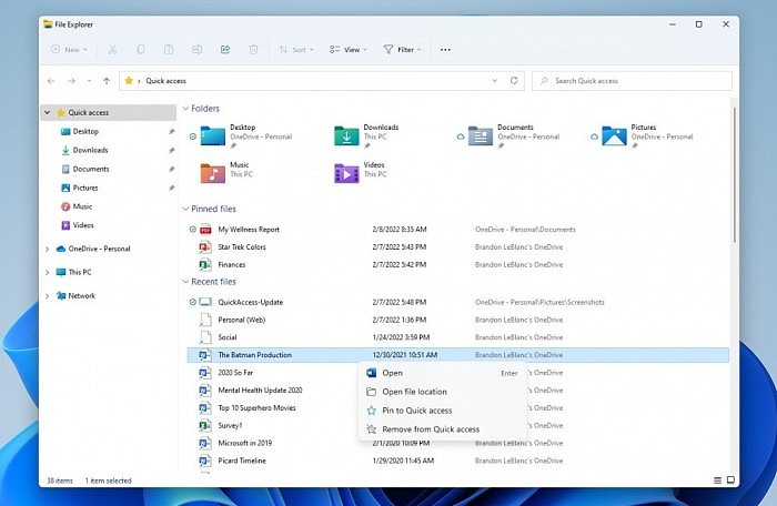 Windows 11文件资源管理器迎来“快速访问”功能改进 - 1