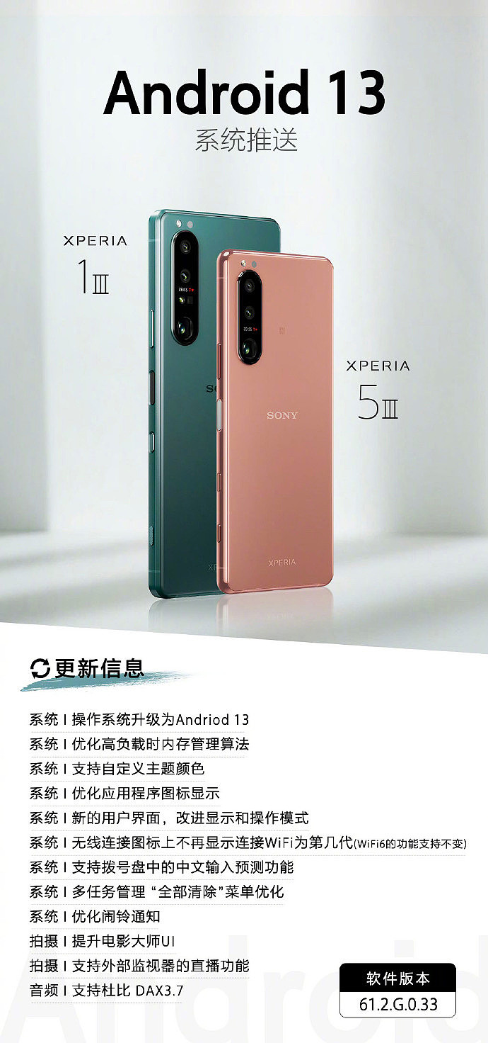 索尼 Xperia  PRO-I / 1 III / 5 III 手机推送 Android 13 系统 - 2