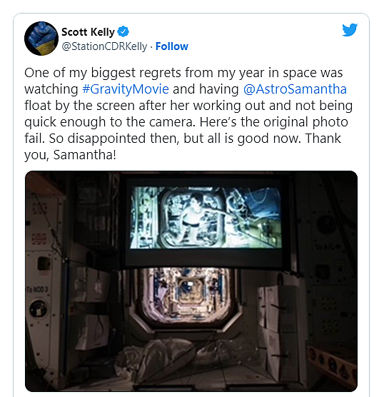 国际空间站宇航员在太空中完成了完美的《地心引力》Cosplay - 3
