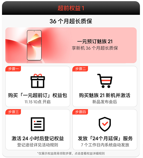 魅族 21 手机开启 1 元超前订：36 个月质保、优先发货，年内开售 - 4