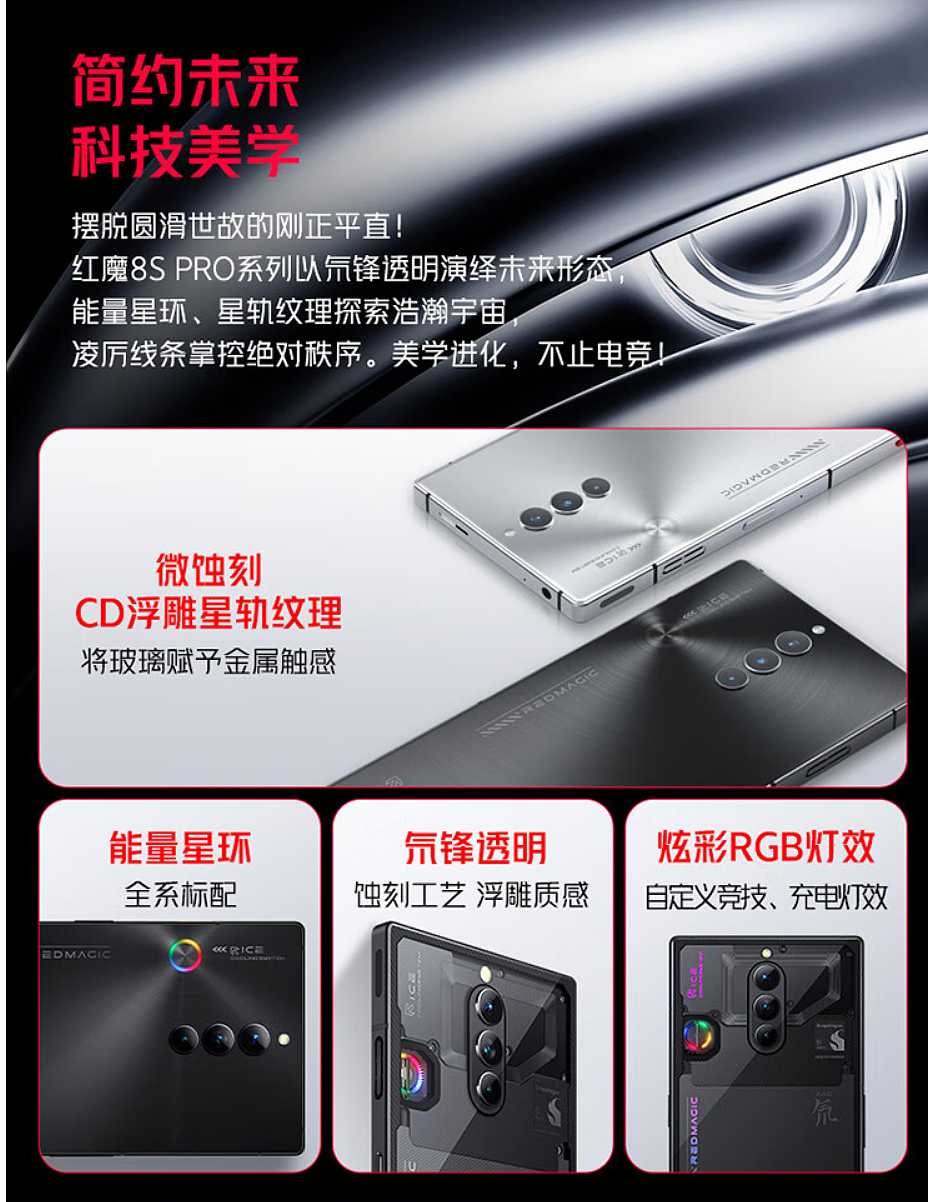 红魔 8S Pro + 手机 24GB+1TB 氘锋透明版上架，售 7499 元 - 3