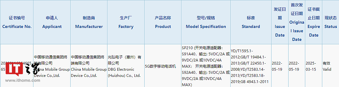 中国移动 NZONE 5G 新机通过 3C 认证，支持 40W 快充 - 1