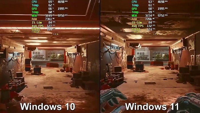 Windows 10与11游戏运行对比 后者硬件占用率更高 - 11