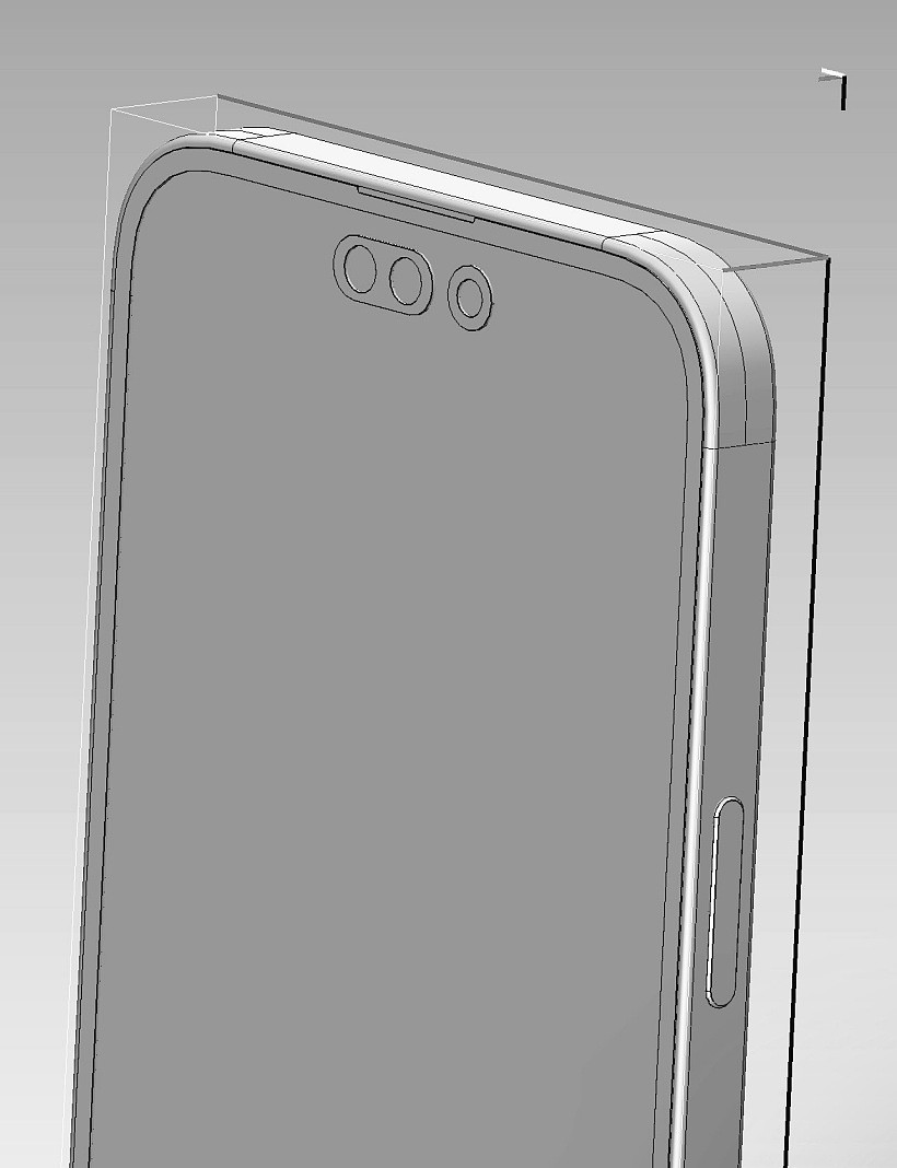 苹果 iPhone 14 Pro Max 手机最新 CAD 图片曝光：感叹号挖孔屏，药丸直径 7.15mm，边框尺寸缩窄近 20% - 1