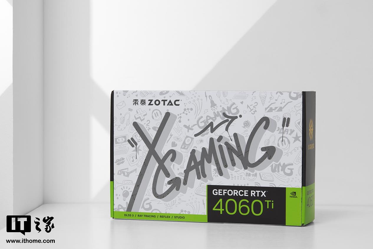 【IT之家开箱】索泰 GeForce RTX 4060Ti-8GB X-GAMING OC 欧泊白图赏：时尚涂鸦风设计，三风扇强劲散热 - 1