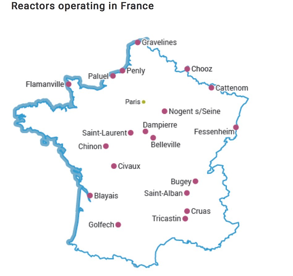 法国在运核电分布图