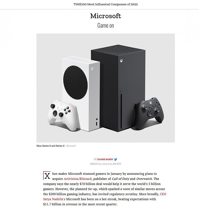 微软再次入选《时代》周刊的100家最有影响力公司名单 - 2