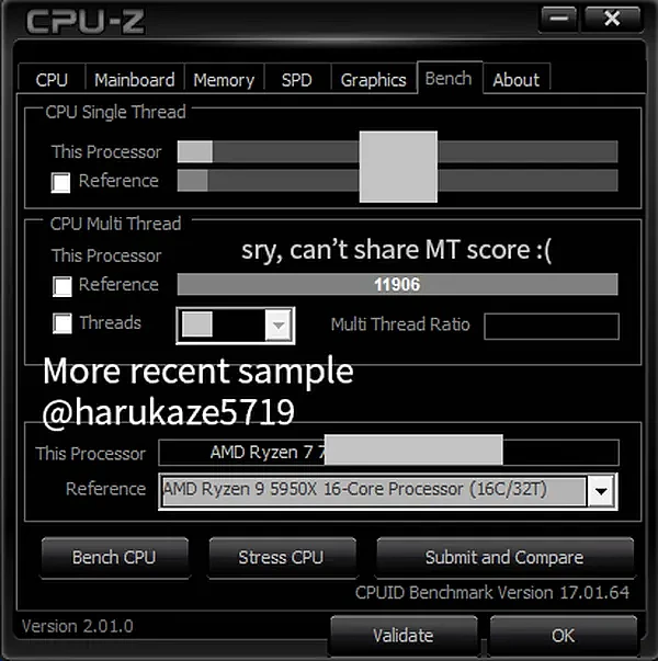 [图]AMD Ryzen 9 7950X/Ryzen 7 7700X跑分曝光 - 2
