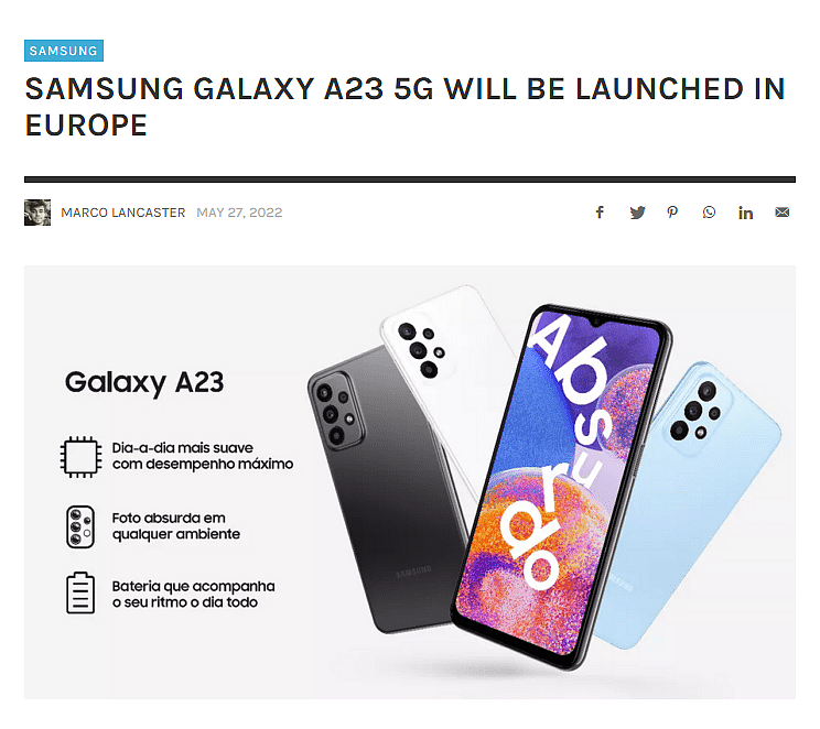 三星 Galaxy A23 5G 手机将登陆欧洲，预计搭载联发科芯片 - 1