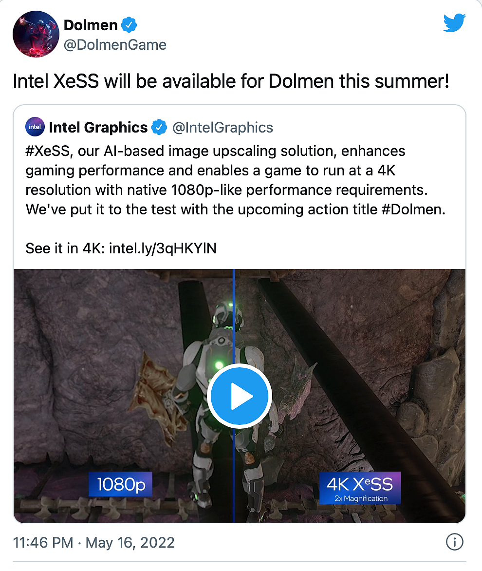 游戏《Dolmen》放弃 5 月 20 日首秀英特尔 XeSS 技术，今夏再上线 - 1