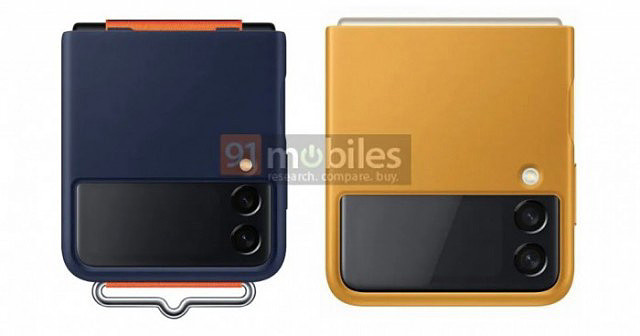 三星 Galaxy Z Flip 3 官方保护套渲染图出炉：多种材质/配色 + 自带拉环 - 1