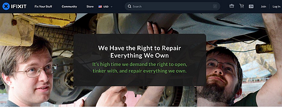 全美最大设备维修和拆卸网站Ifxit官网上的发起的对维修权的号召