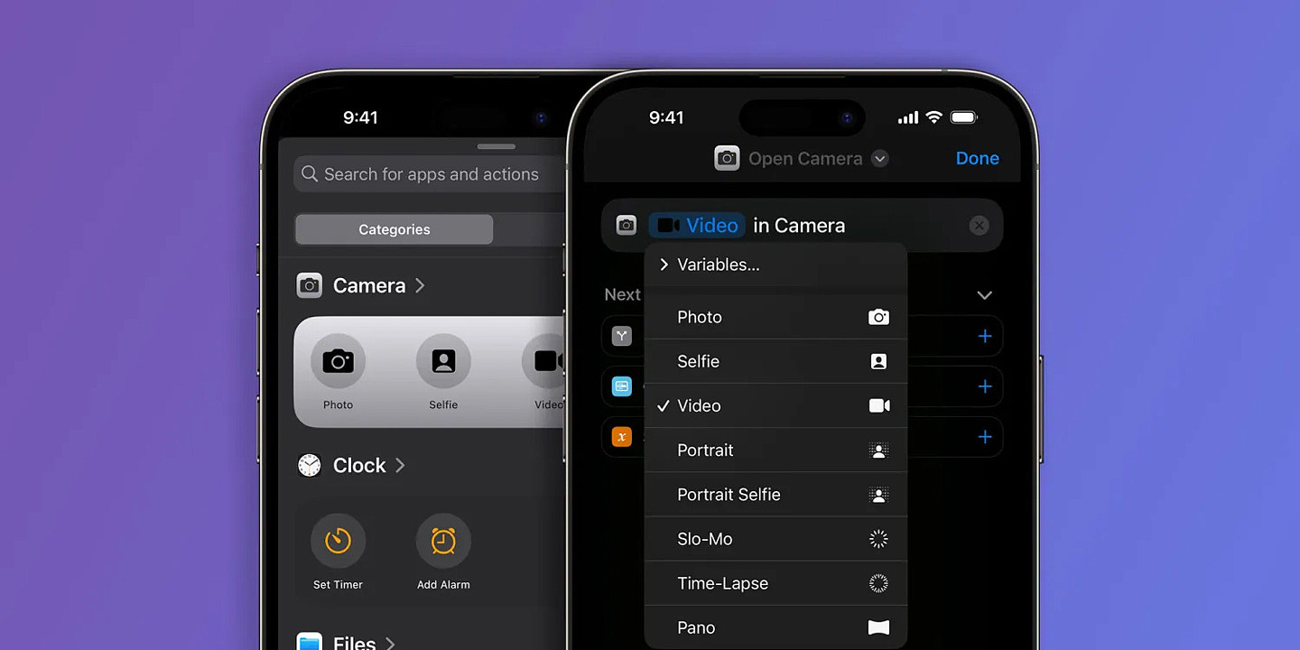 苹果 iOS 17 新特性：通过捷径可直接启用 9 种相机模式 - 2