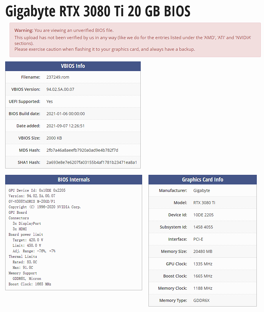 拥有 20GB 显存的 RTX 3080 Ti 显卡曝光：频率 1665 MHz，功耗 450W - 1