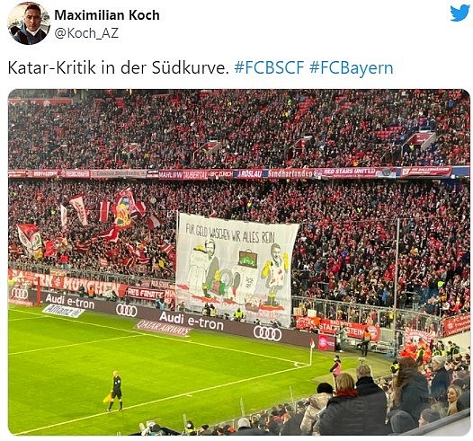 抵制同卡塔尔航空合作，拜仁球迷晒讽刺海报向俱乐部施压 - 1