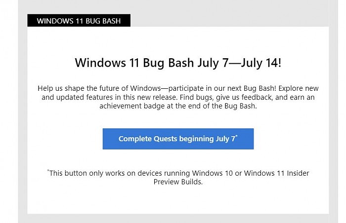 微软：Windows 11首个Bug Bash已经于7日启动 - 3
