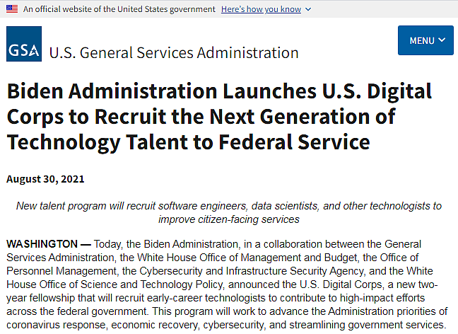 美政府宣布“数字军团”奖学金项目 为联邦机构输送新技术人才 - 1