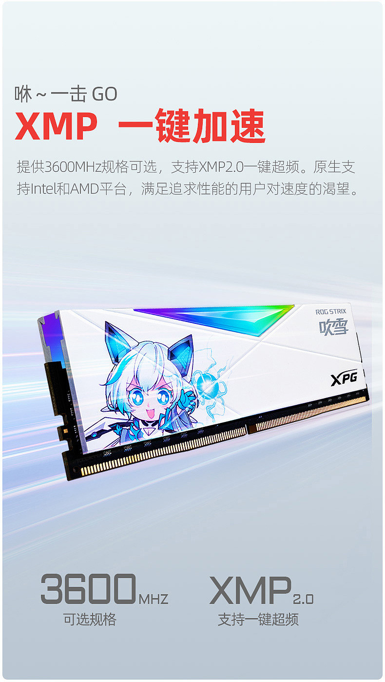 雪武姬上线，威刚 & 华硕推出 XPG D50“龙耀”ROG STRIX 吹雪联名款 RGB 内存 - 3