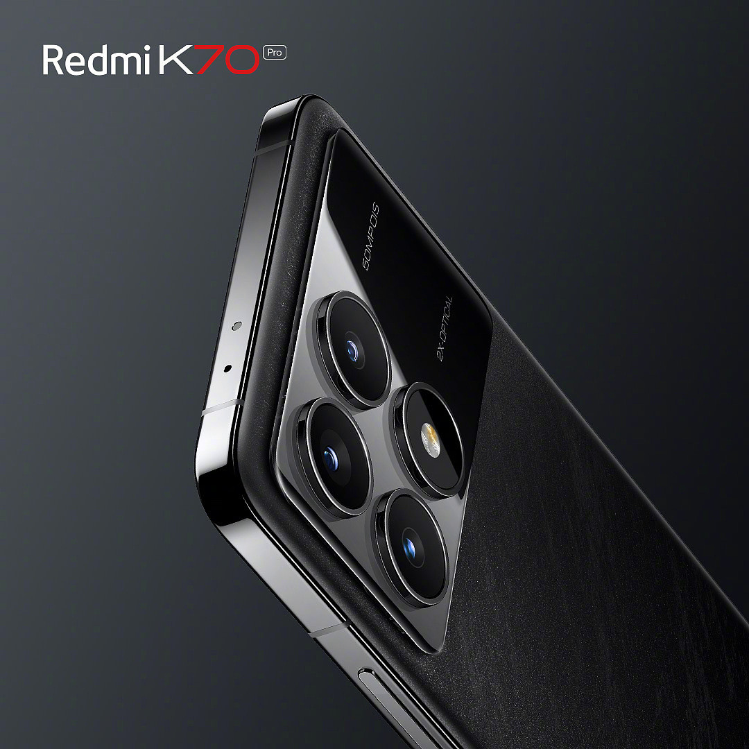 小米 Redmi K70 Pro 手机外观亮相：“墨羽”配色，后置矩阵三摄 - 1