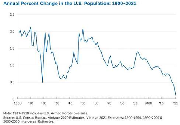 都怪新冠？美国人口增速仅0.1% 创历史新低 - 1