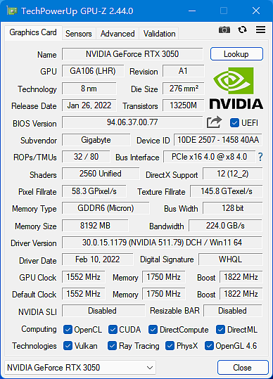 【IT之家评测室】技嘉 GeForce RTX 3050 GAMING OC 魔鹰 8G 评测：入门 3A 大作，光追卡新选择 - 7