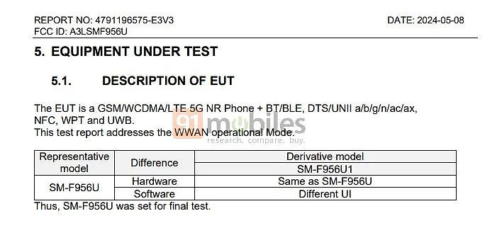 三星 Galaxy Z Fold6 手机通过 FCC 认证：支持 5G、Wi-Fi 5.8GHz、UWB - 3