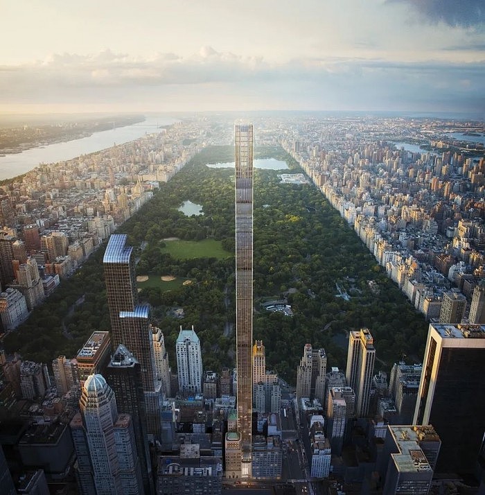 纽约曼哈顿全球最细的摩天大楼竣工：顶层复式660平4亿一套 - 3
