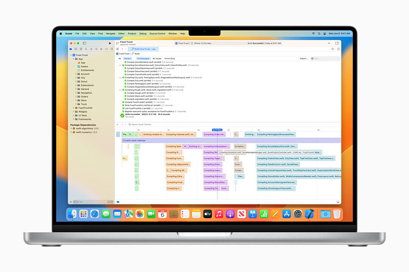 MacBook Pro 上展示的 Xcode 14。
