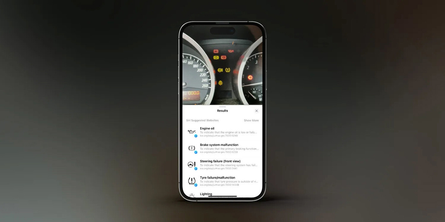 苹果 iOS 17 升级“看图查询”功能，可识别仪表盘图标告诉你跳灯原因 - 3