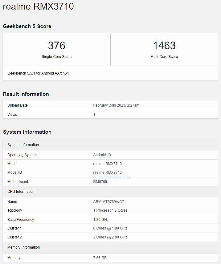 realme C55 手机曝光：搭载联发科 Helio G85 芯片，运行安卓 13 - 2