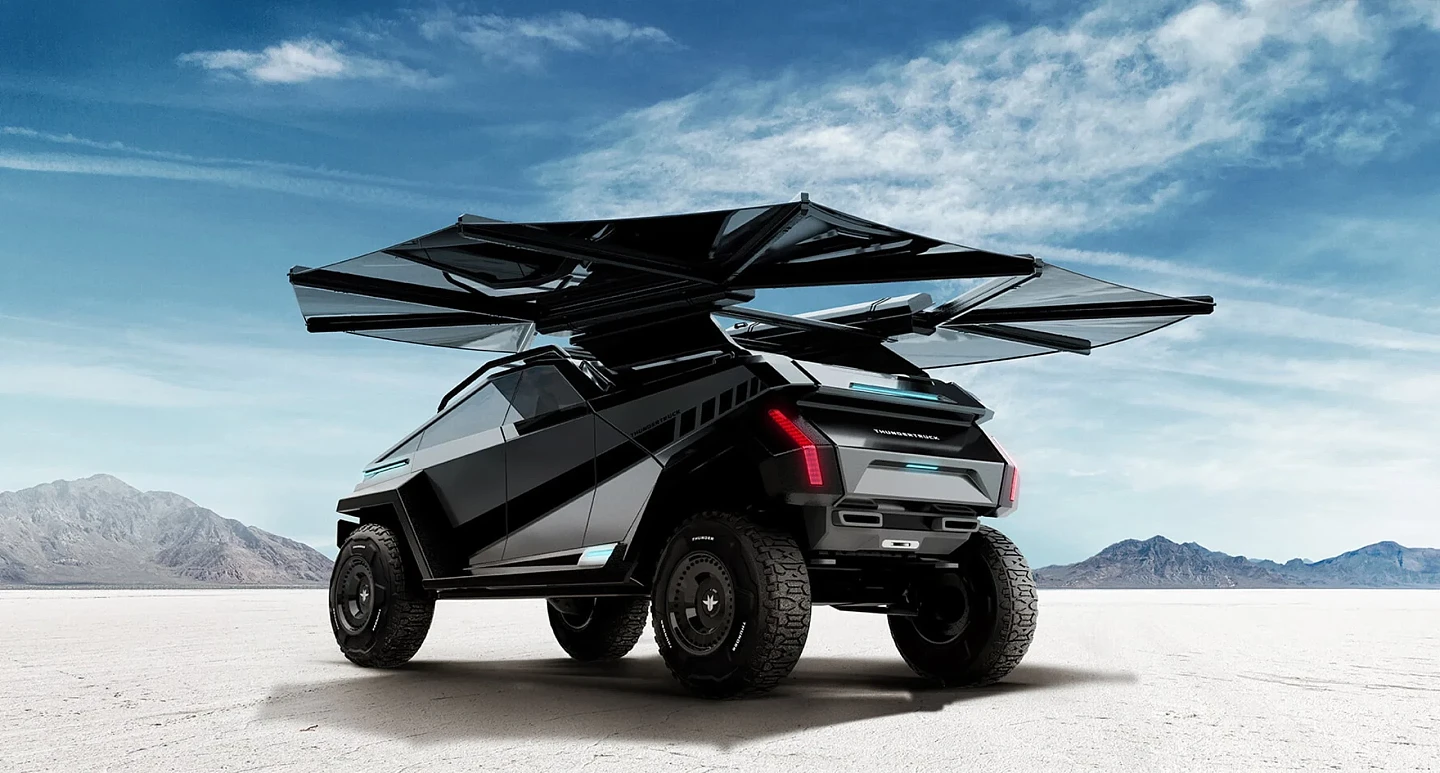 Thundertruck概念车：配折叠式太阳能遮阳篷及卡扣式6轮驱动车架 - 1