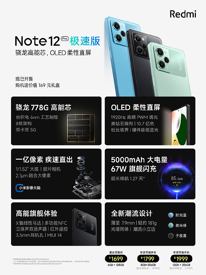 1699 元起，小米 Redmi Note 12 Pro 极速版发布：搭载骁龙 778G 和 108MP 主摄 - 8