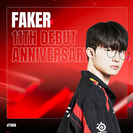 LoL传奇电竞职业选手Faker出道11周年，T1俱乐部发布贺图庆祝? - 1