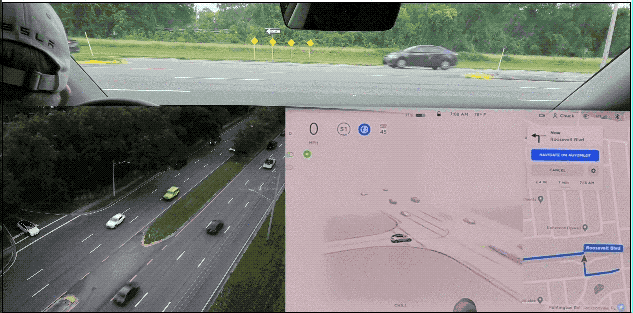 ▲第四次测试中FSD 9.0成功操纵车辆完成无保护路口左转
