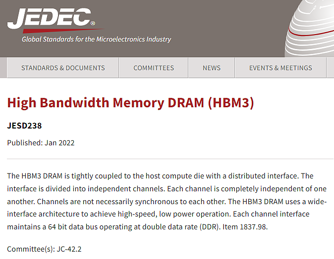 JEDEC正式发布HBM3内存标准：6.4Gb/s速率 819GB/s带宽 16-Hi堆栈 - 1