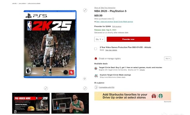 国外商店已上线《NBA 2K25》预购页面 显示9月6号发售 - 1