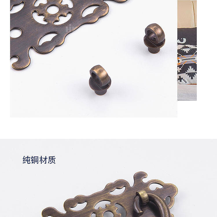 经典中国风咖古多孔距纯铜拉手B107 - 2
