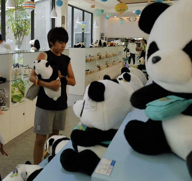 刘烨儿女熊猫基地被偶遇和老外交流，诺一背帆布包好朴实 - 3