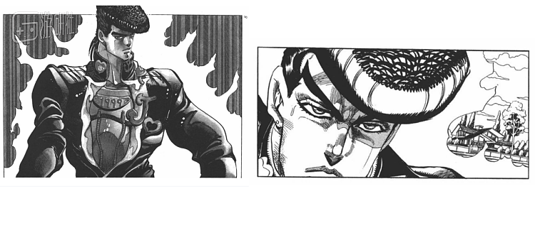漫画中仗助初登场时的形象，和承太郎的形象高度相似