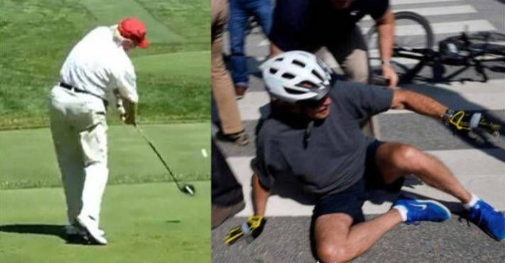 特朗普发布“恶搞视频”回应拜登摔倒：自己一记高尔夫球将其砸中 - 1