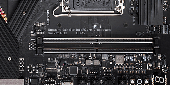 ▲技嘉700系主板搭载Intel第13酷睿处理器可以很好地支持高频DDR5内存
