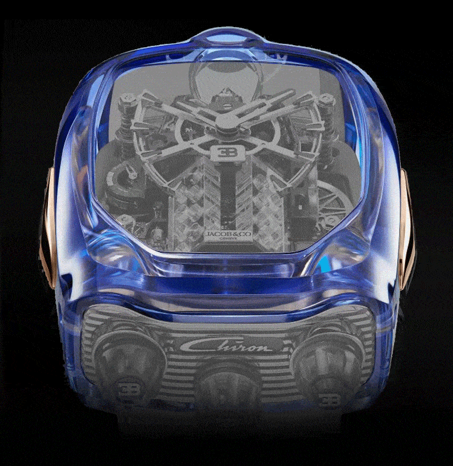 Jacob&Co.杰克宝与Bugatti布加迪携手打造布加迪Chiron凯龙蓝宝石水晶腕表 - 9
