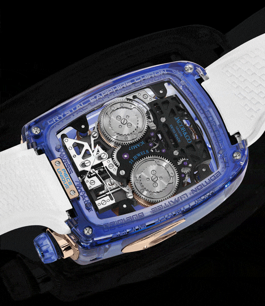 Jacob&Co.杰克宝与Bugatti布加迪携手打造布加迪Chiron凯龙蓝宝石水晶腕表 - 10