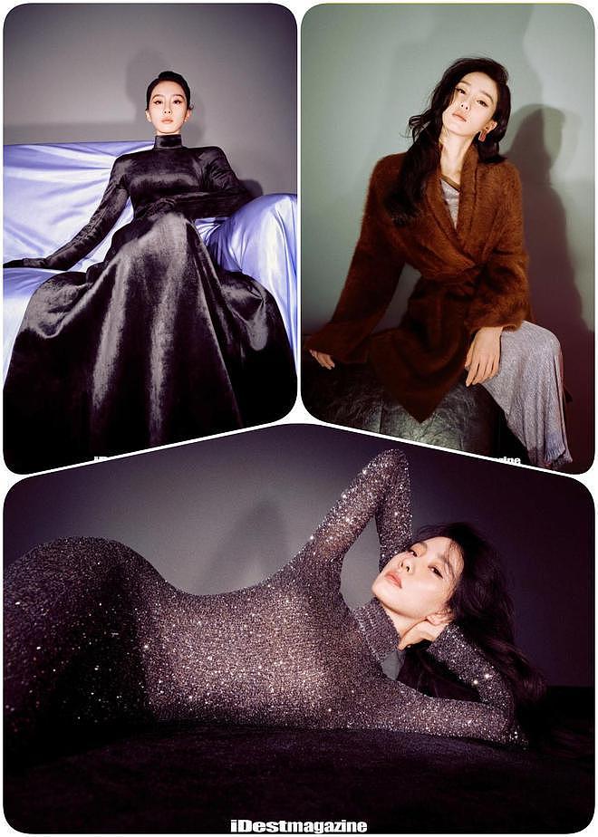 刘诗诗登杂志封面，穿金属色裹身长裙凹凸有致 - 2